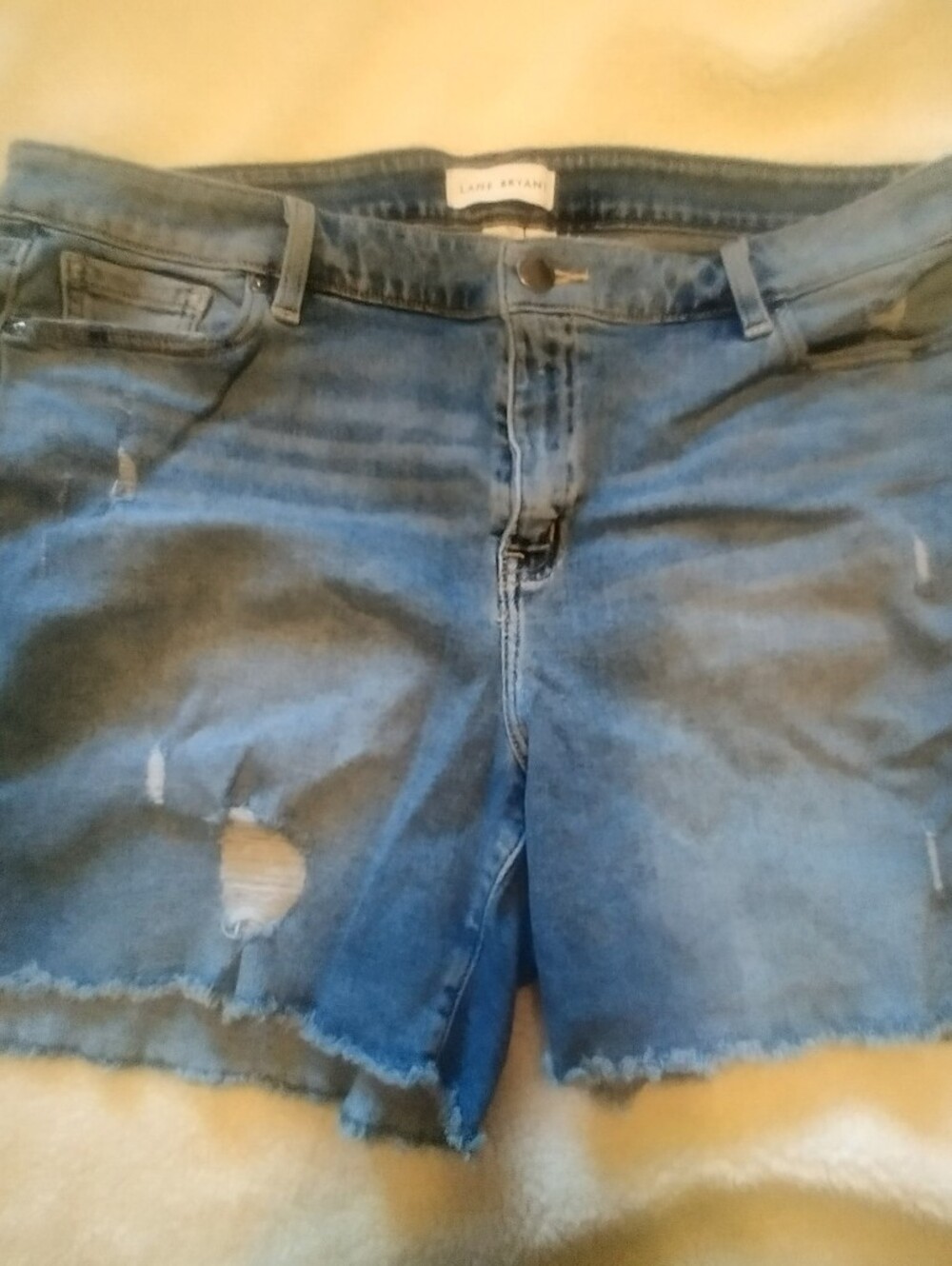 LANE BRYANT Mid-rise Girlfriend Short Size 16 Blue Distressed Denim
